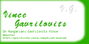 vince gavrilovits business card